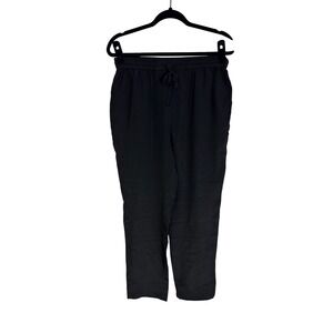 Garnet Hill 100% Silk Pull-On Black Ankle Pants‎ Elastic Waistband Size Medium